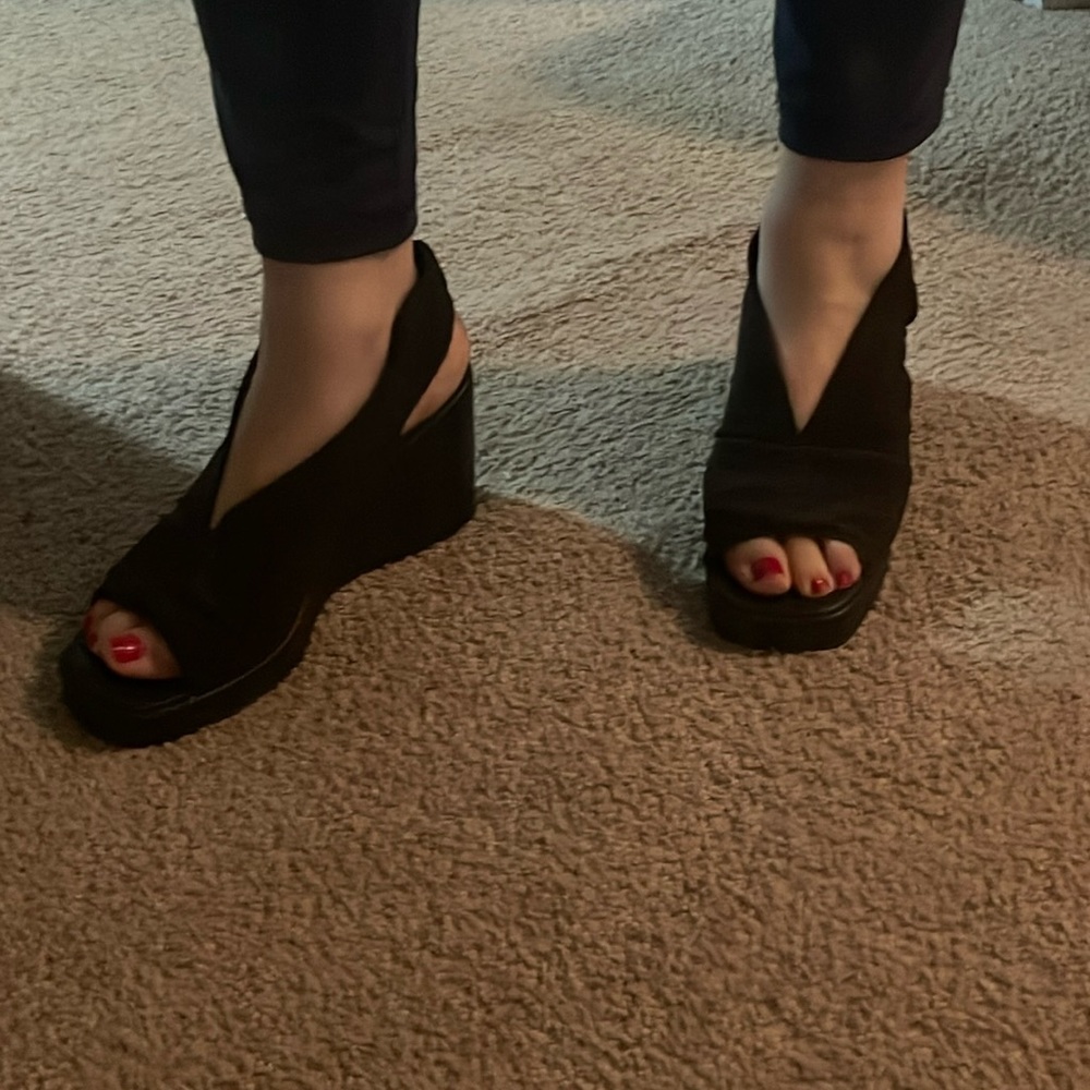 Very stylish dark brown wedge sandals